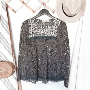 Anthropologie A’reve Neutral Open Knit Sweater